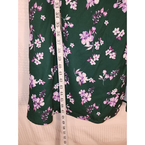 Alexia Admor Bubble Midi Dress Floral High Split Green Size 6 Long Sleeve 3476 - Picture 9 of 13